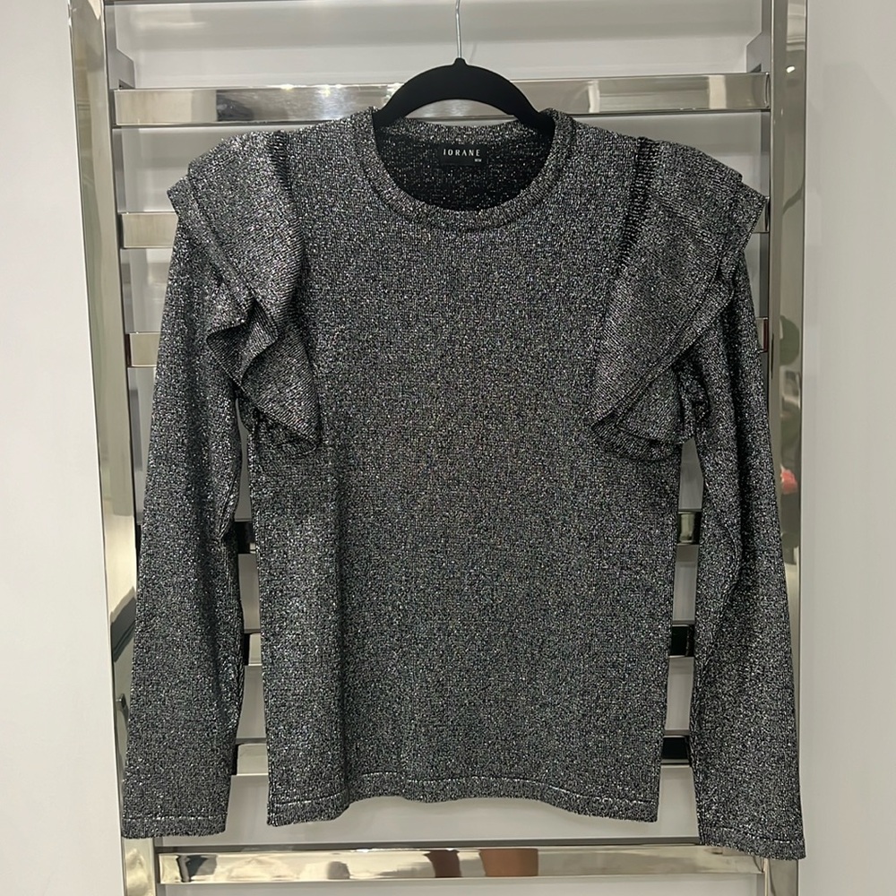 Silver and black knit fitted sweater
